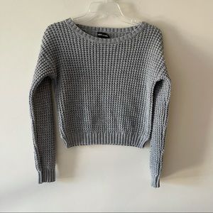Wet Seal Grey Rib-knit Crewneck Sweater